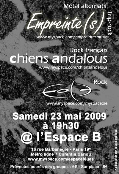 Concert à L'Espace B avec Chiens andalous + Eole 
