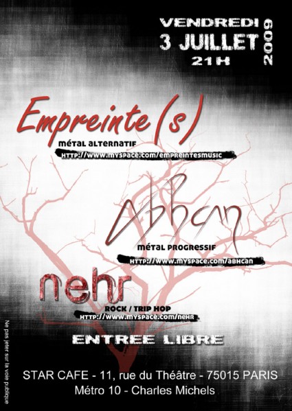 Empreinte(s) en concert avec Abhcan + Nehr au Star Café - Paris 15ème