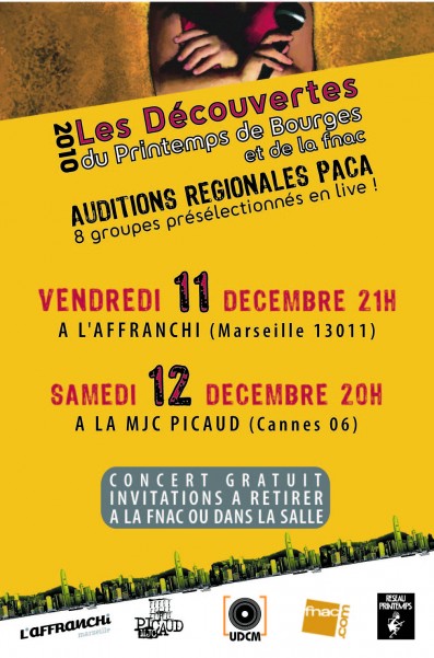 Les auditions régionales PACA du Printemps de Bourges et de la Fnac