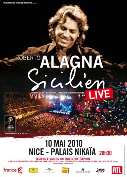 Roberto Alagna en concert lundi 10 mai 2010 au Palais Nikaia à 20h30