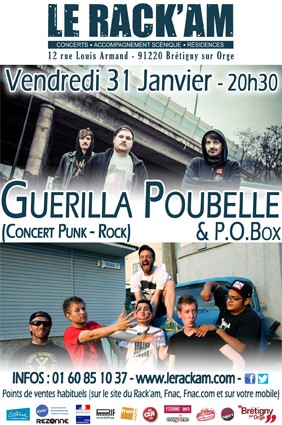 Concert punk rock avec Guerilla Poubelle & P.O.Box au Rack'am
