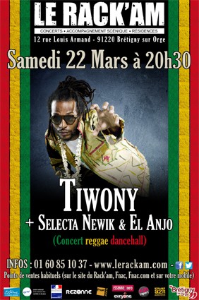 TIWONY + Selecta Newik & El Anjo en concert reggae au Rack'am