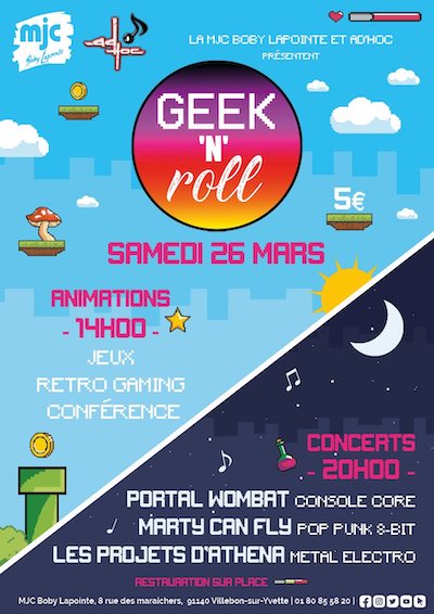 Flyer du Geek'n'Roll du samedi 26 mars 2022